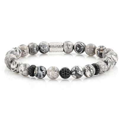 Jaspis SilverLine Zirkon 8mm R 925 Sterling Silber Rohdiniert