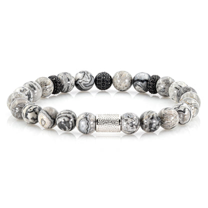 Jaspis SilverLine Zirkon 8mm R 925 Sterling Silber Rohdiniert
