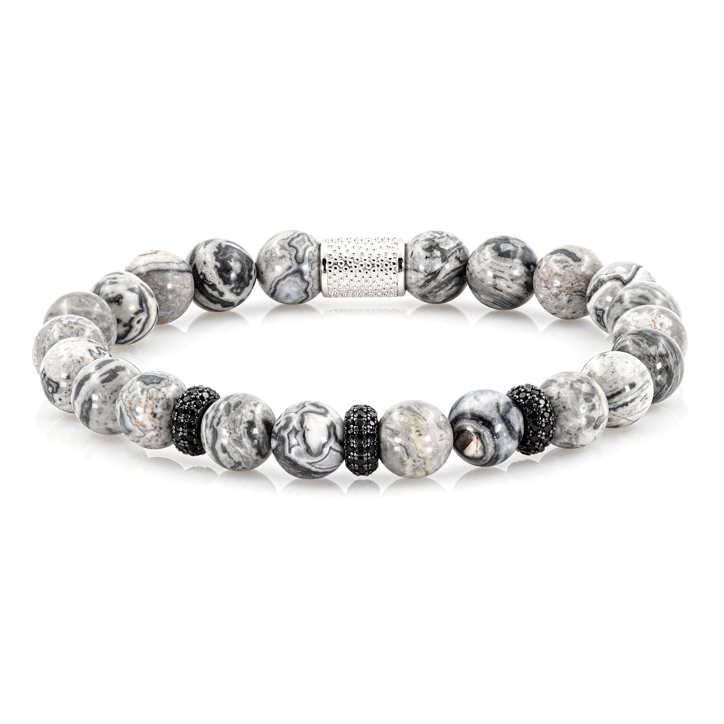 Jaspis SilverLine Zirkon 8mm S 925 Sterling Silber Rohdiniert