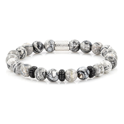 Jaspis SilverLine Zirkon 8mm S 925 Sterling Silber Rohdiniert