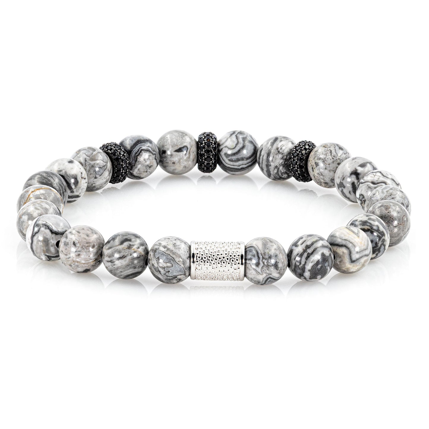 Jaspis SilverLine Zirkon 8mm S 925 Sterling Silber Rohdiniert