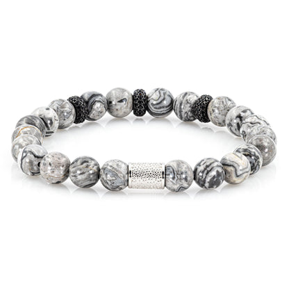 Jaspis SilverLine Zirkon 8mm S 925 Sterling Silber Rohdiniert