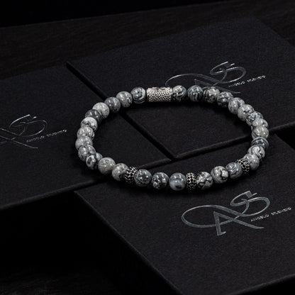 Jaspis SilverLine Zirkon 6mm S 925 Sterling Silber Rohdiniert