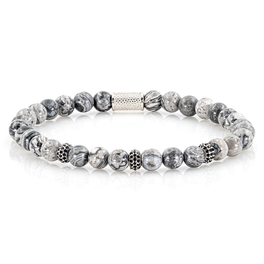 Jaspis SilverLine Zirkon 6mm S 925 Sterling Silber Rohdiniert