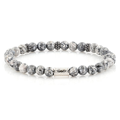 Jaspis SilverLine Zirkon 6mm S 925 Sterling Silber Rohdiniert