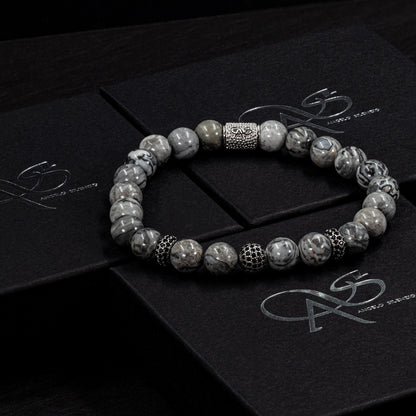 Jaspis SilverLine Zirkon 8mm R 925 Sterling Silber Rohdiniert