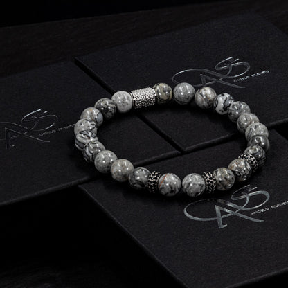 Jaspis SilverLine Zirkon 8mm S 925 Sterling Silber Rohdiniert