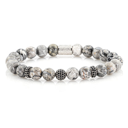 Jaspis SilverLine Zirkon 8mm R 925 Sterling Silber Rohdiniert