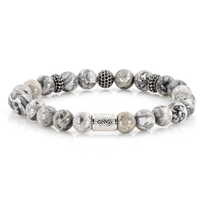 Jaspis SilverLine Zirkon 8mm R 925 Sterling Silber Rohdiniert
