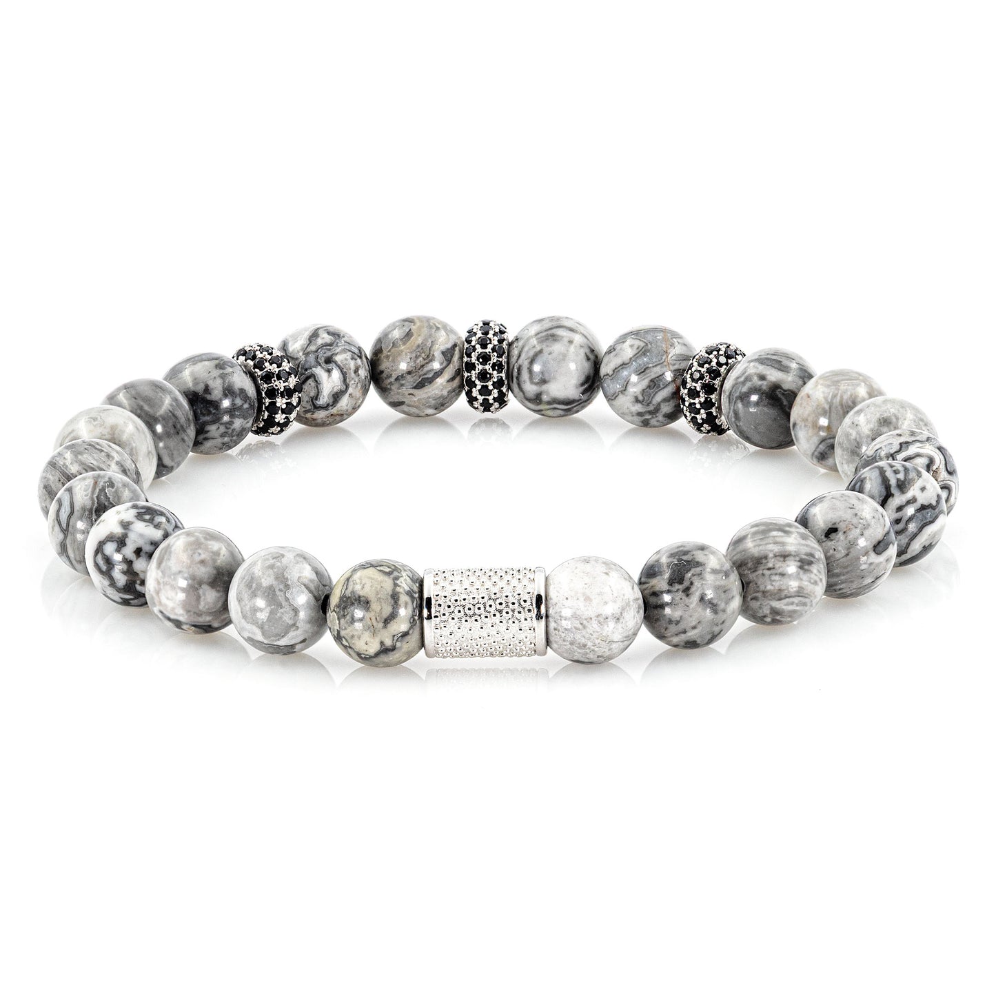 Jaspis SilverLine Zirkon 8mm S 925 Sterling Silber Rohdiniert