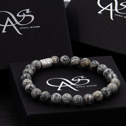Jaspis Perlen 925 Sterling Silber Rohdiniert
