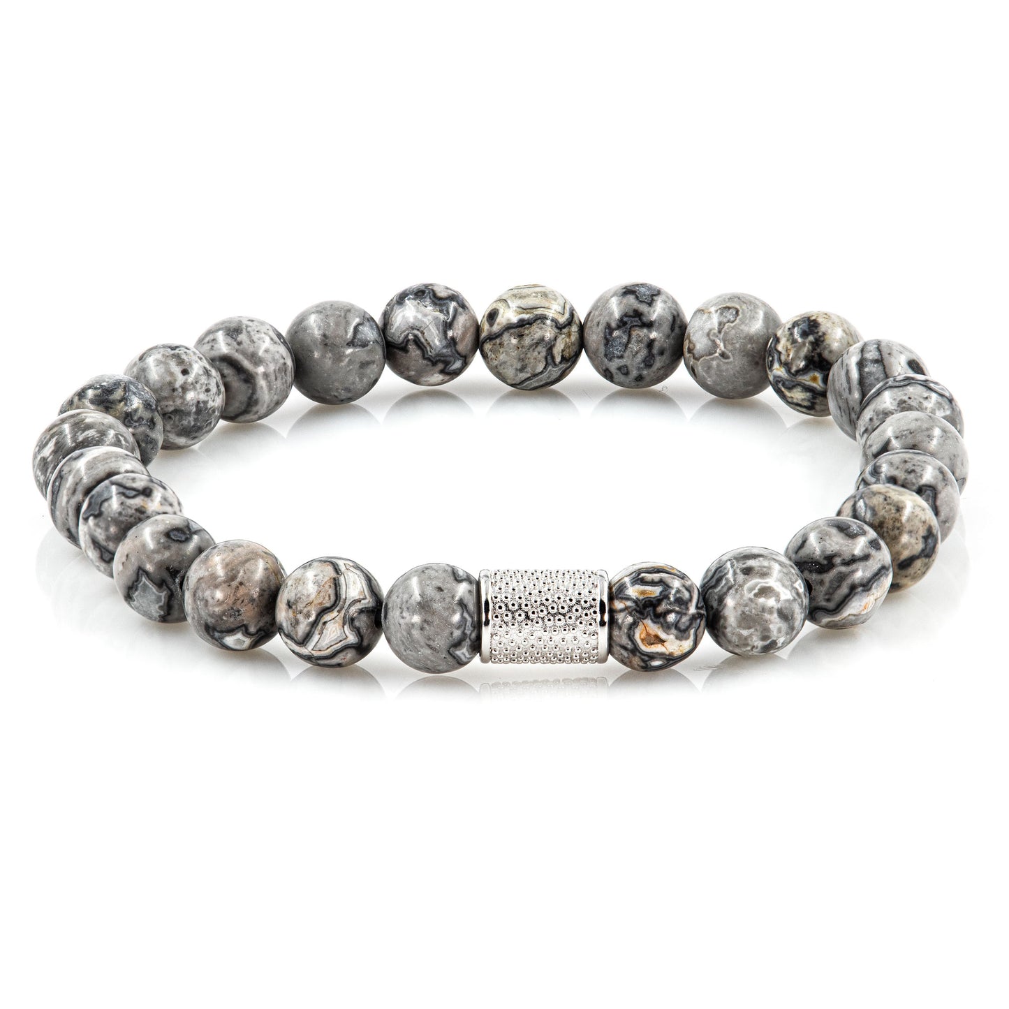 Jaspis Perlen 925 Sterling Silber Rohdiniert