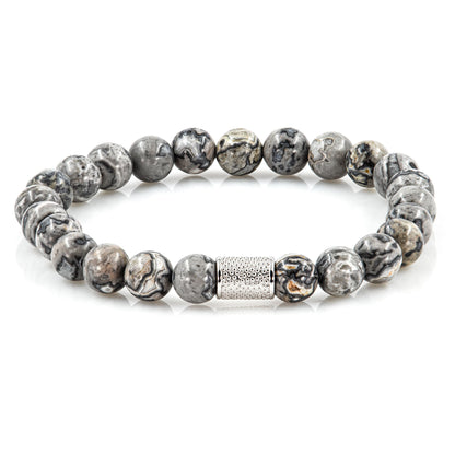 Jaspis Perlen 925 Sterling Silber Rohdiniert