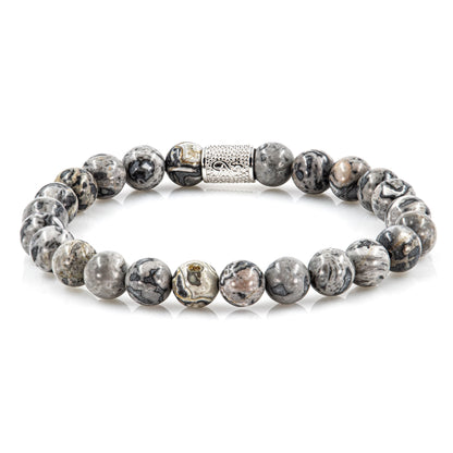 Jaspis Perlen 925 Sterling Silber Rohdiniert