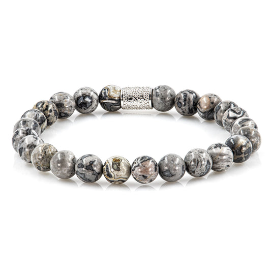 Jaspis Perlen 925 Sterling Silber Rohdiniert