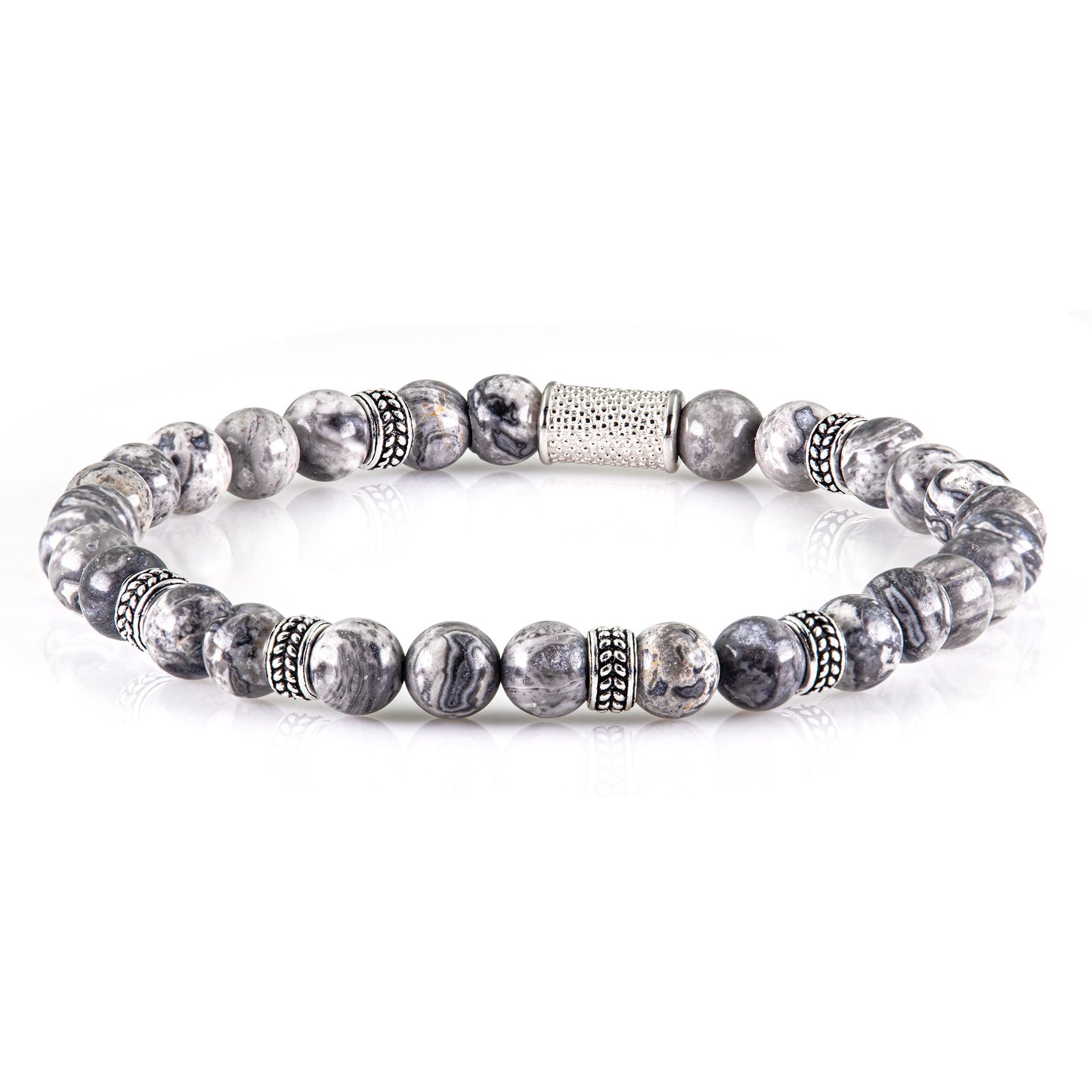 Jaspis Silver Orzo 6mm 925 Sterling Silber Rohdiniert
