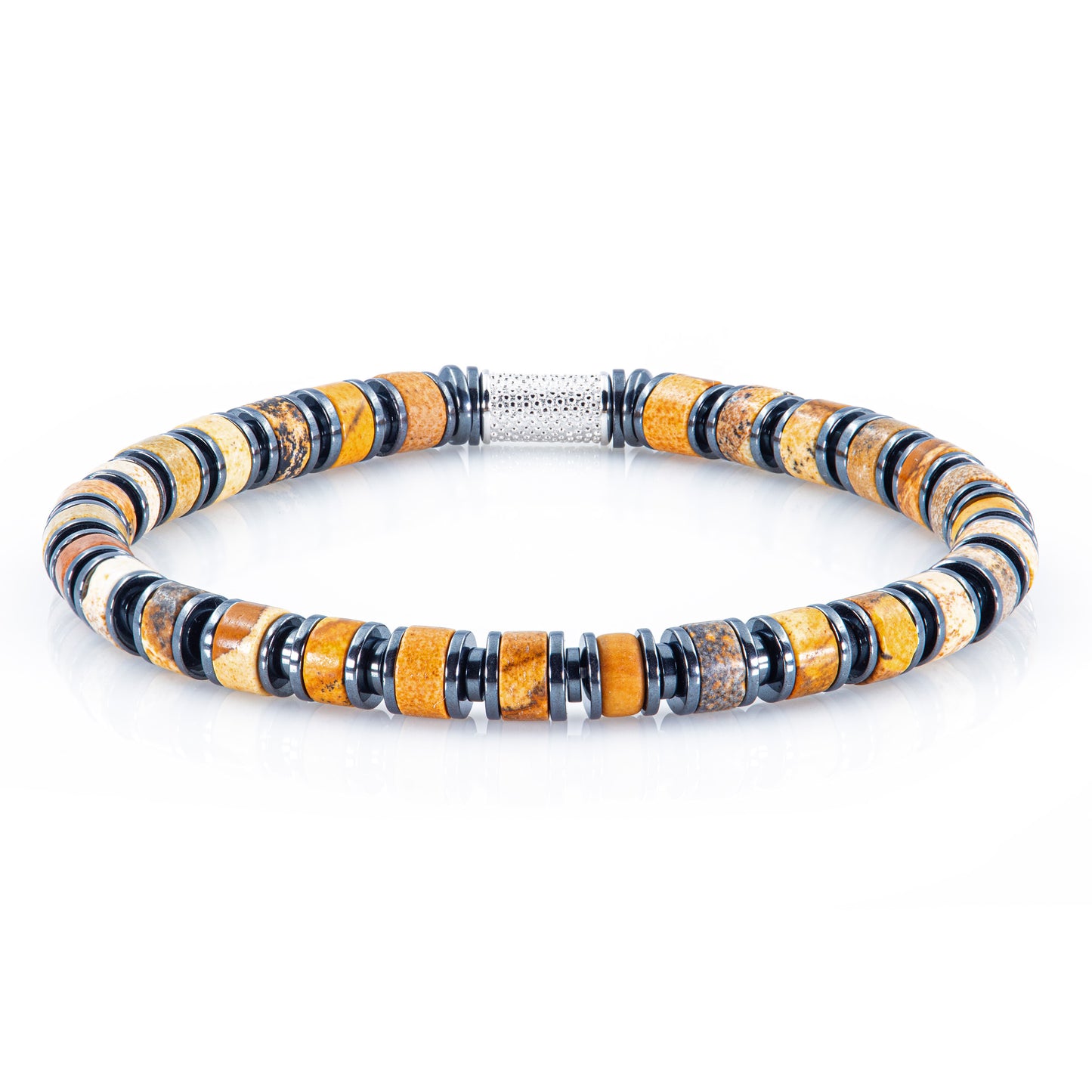 Landscape Jaspis Perlen 925 Sterling Silber Rohdiniert 6mm