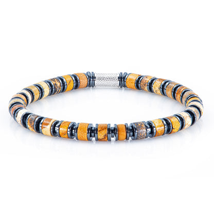 Landscape Jaspis Perlen 925 Sterling Silber Rohdiniert 6mm
