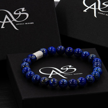 Lapislazuli Perlen 925 Sterling Silber Rohdiniert
