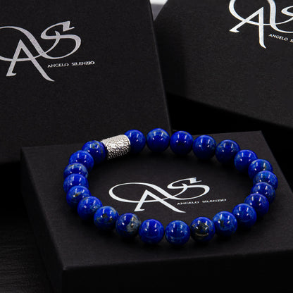 Lapislazuli Perlen 925 Sterling Silber Rohdiniert