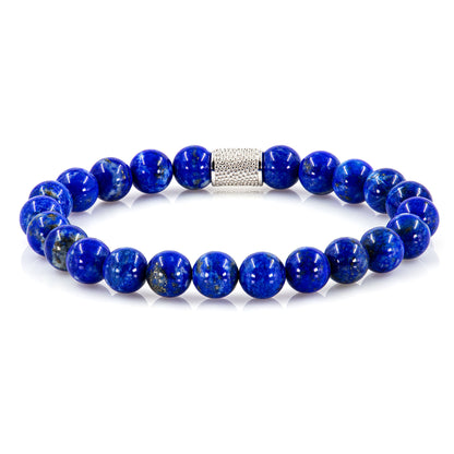 Lapislazuli Perlen 925 Sterling Silber Rohdiniert