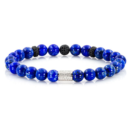 Lapislazuli SilverLine Zirkon 8mm R 925 Sterling Silber Rohdiniert
