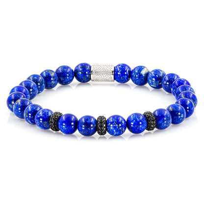 Lapislazuli SilverLine Zirkon 8mm S 925 Sterling Silber Rohdiniert