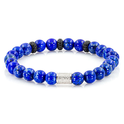 Lapislazuli SilverLine Zirkon 8mm S 925 Sterling Silber Rohdiniert