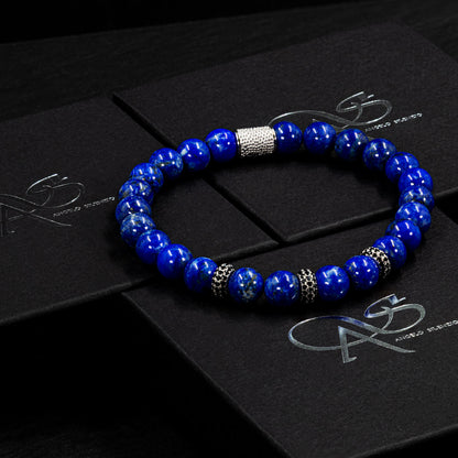 Lapislazuli SilverLine Zirkon 8mm S 925 Sterling Silber Rohdiniert