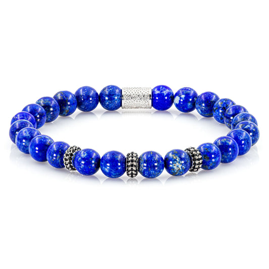 Lapislazuli SilverLine Zirkon 8mm S 925 Sterling Silber Rohdiniert