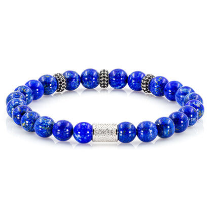 Lapislazuli SilverLine Zirkon 8mm S 925 Sterling Silber Rohdiniert