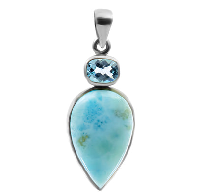 Larimar Blautopas 925 Sterling Silber Anhänger