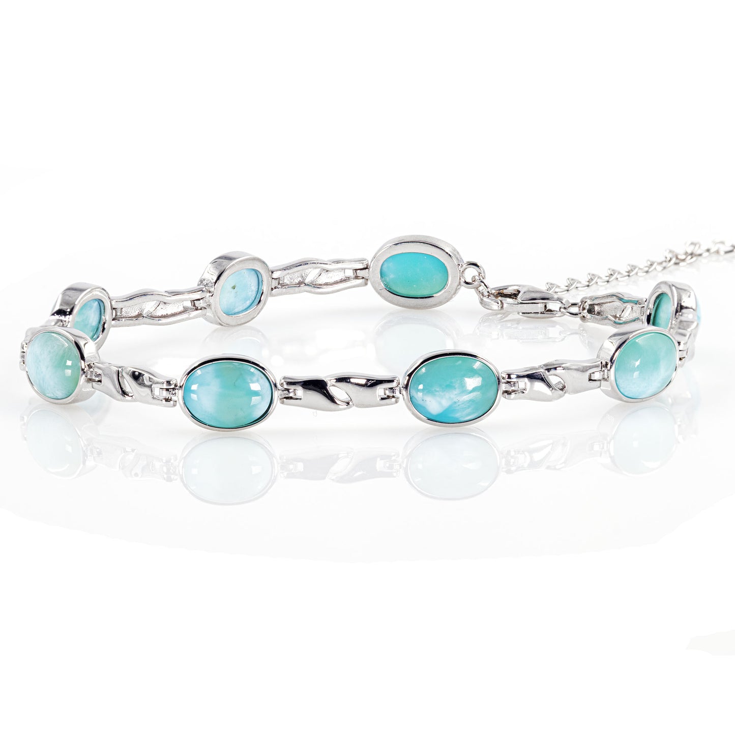 925 Sterling Silber Larimar Edelstein Armband