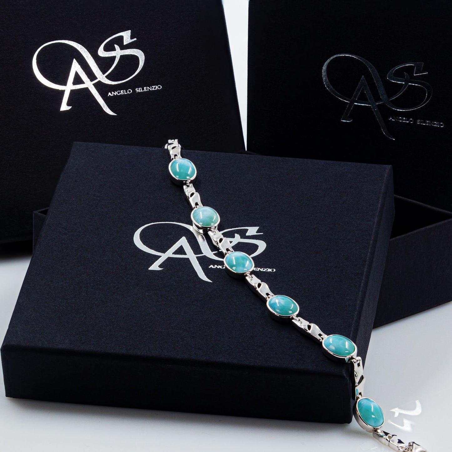 925 Sterling Silber Larimar Edelstein Armband