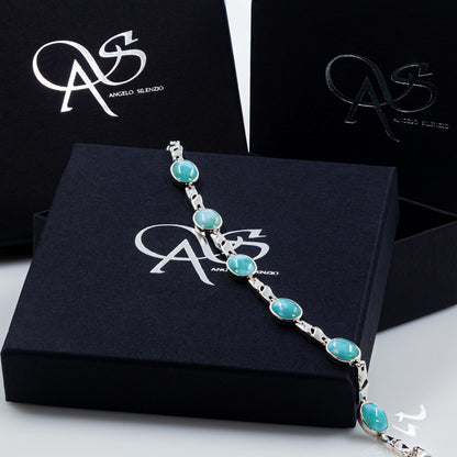 925 Sterling Silber Larimar Edelstein Armband