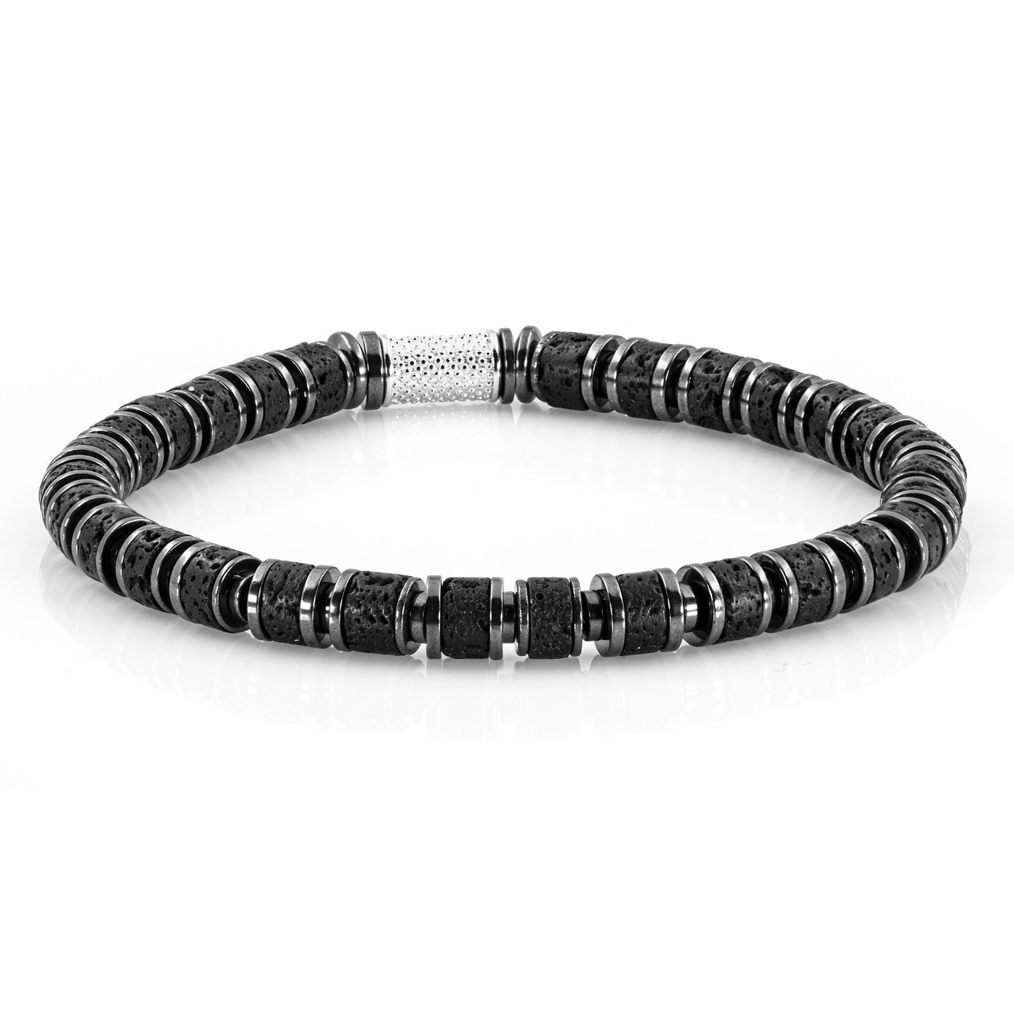 Lava Perlen 925 Sterling Silber Rohdiniert 6mm