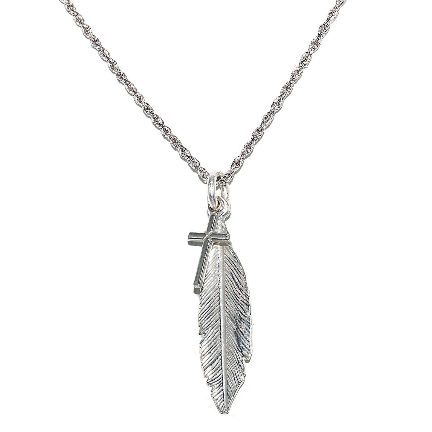 Feder u. Kreuz 925 Sterling Silber Anhänger
