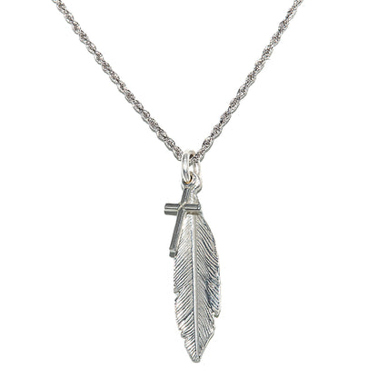 Feder u. Kreuz 925 Sterling Silber Anhänger