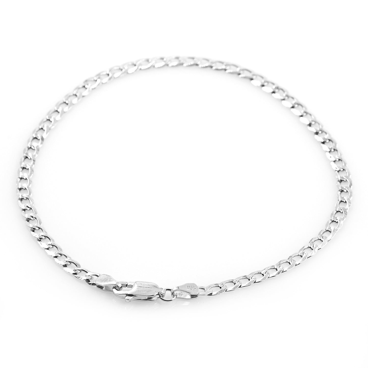 925 Sterling Silber Panzerkette im Diamantschliff Armband