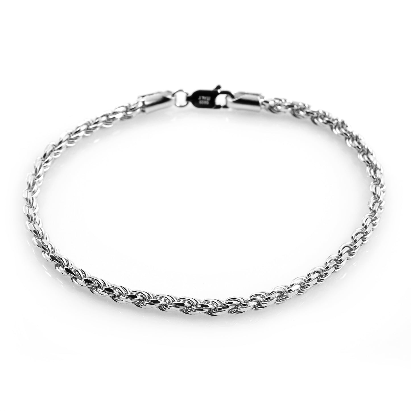 925 Sterling Silber Kordelkette im Diamantschliff Armband