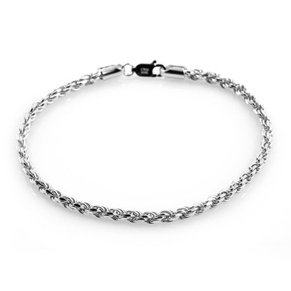 925 Sterling Silber Kordelkette im Diamantschliff Armband