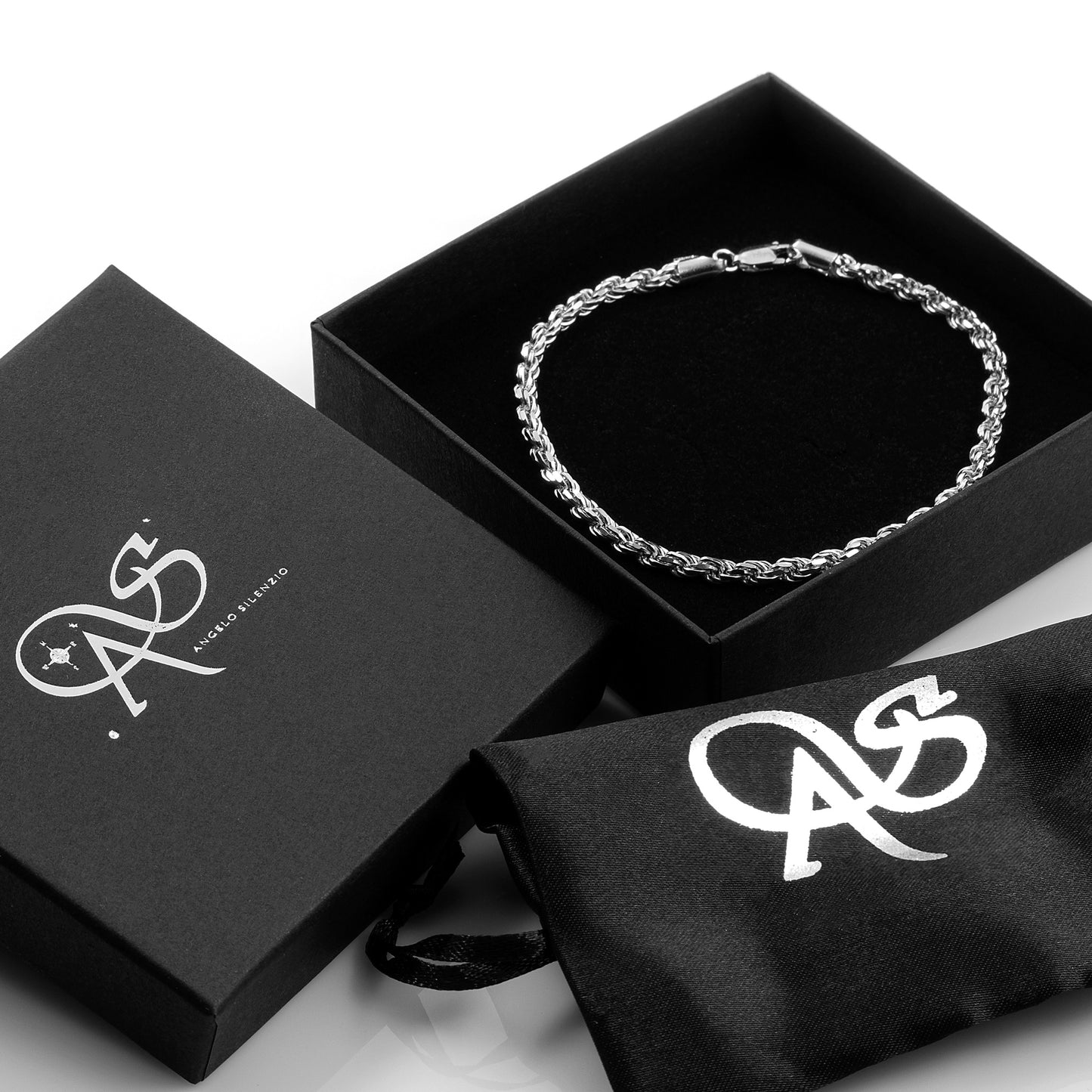 925 Sterling Silber Kordelkette im Diamantschliff Armband