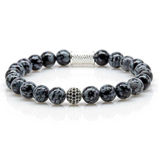 Snowflake Obsidian Perlen Royal Beads 925 Sterling Silber