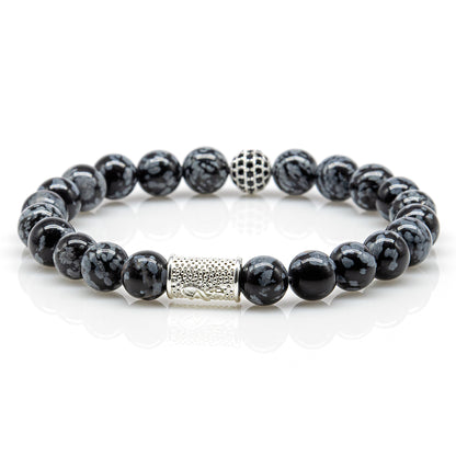 Snowflake Obsidian Perlen Royal Beads 925 Sterling Silber