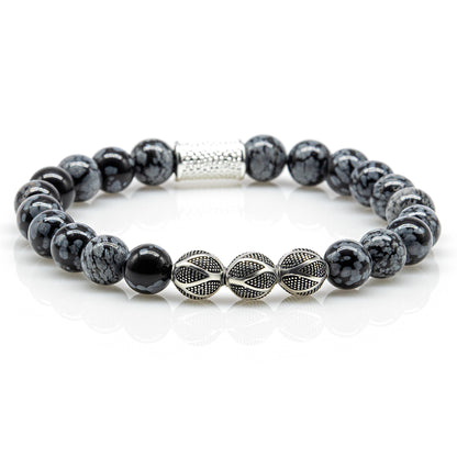 Snowflake Obsidian Perlen Excelsior Silver 925 Sterling Silber