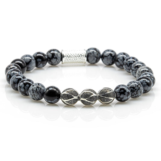 Snowflake Obsidian Perlen Excelsior Silver 925 Sterling Silber