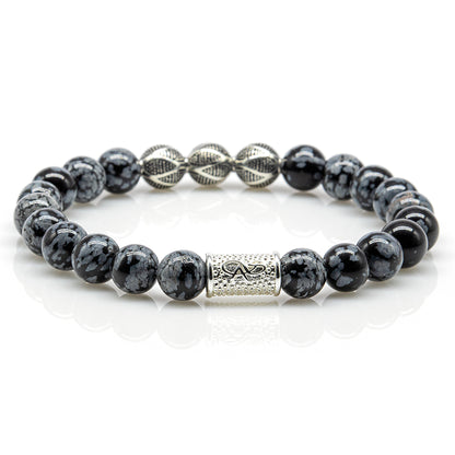Snowflake Obsidian Perlen Excelsior Silver 925 Sterling Silber