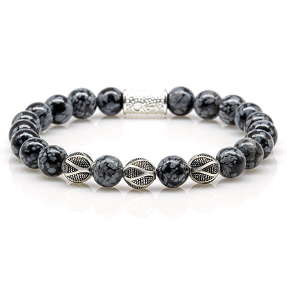 Snowflake Obsidian Perlen Excelsior Silver 925 Sterling Silber