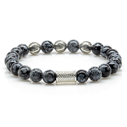 Snowflake Obsidian Perlen Excelsior Silver 925 Sterling Silber
