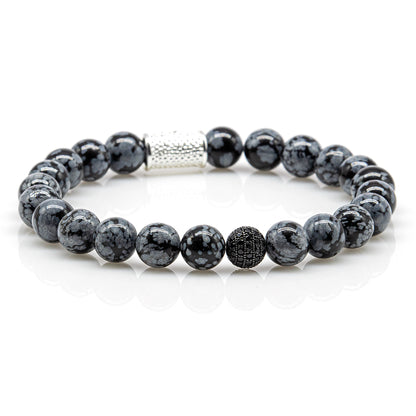 Snowflake Obsidian Perlen Royal Beads 925 Sterling Silber